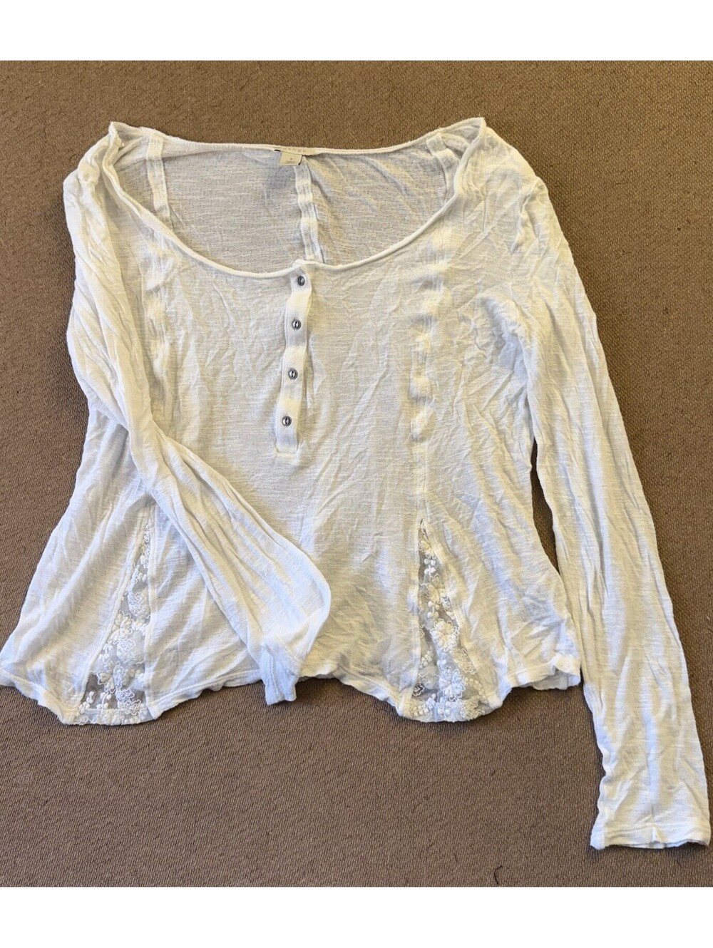 Hinge Long Sleeve Knit Top Size S Color Ivory Lace Nordstrom